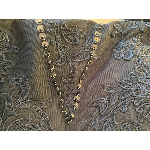 NWT JJs House Maxi Dress Blue Lace A-Line Sequin Accent Small - Picture 6 of 13